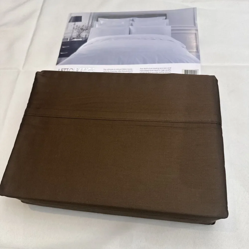 NIP Letto Basics Kassatex King Sheet Set 100% Egyptian Cotton Sateen Brown RARE